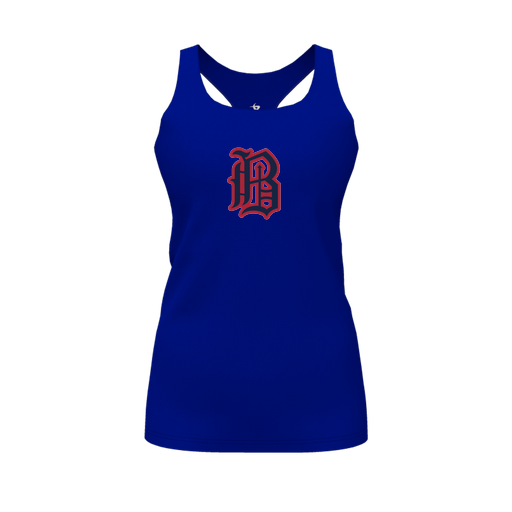 [CUS-DFW-RCBK-PER-RYL-FYS-LOGO2] Racerback Tank Top (Female Youth S, Royal, Logo 2)