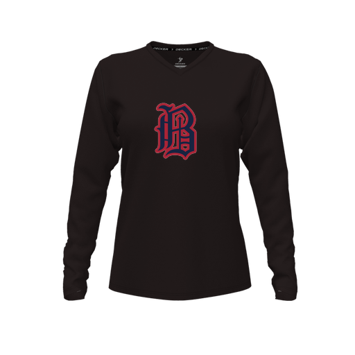 [CUS-DFW-TEES-CMF-VNK-LSL-BLK-FYXS-LOGO2] Comfort T-Shirt (Female Youth XS, Black, V Neck, Logo 2, Long Sleeve)