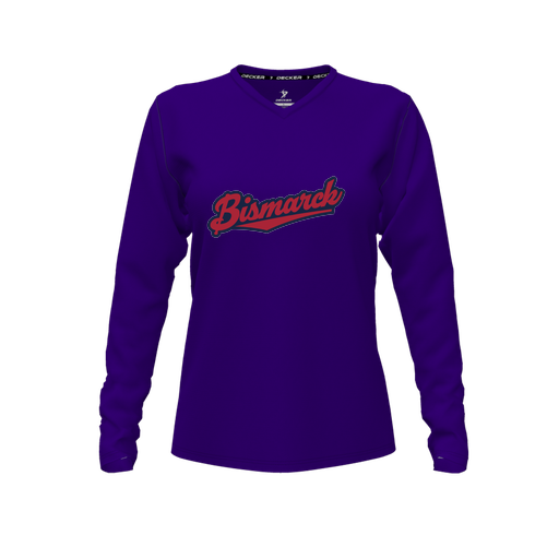 [FTLVCFPP-FYXS-LOGO1] Decker Comfort T-Shirt (Female Youth XS, Purple, V Neck, Logo 1, Long Sleeve)