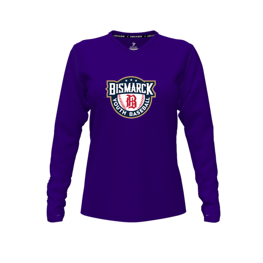 [CUS-DFW-TEES-CMF-VNK-LSL-PUR-FYXS-LOGO3] Comfort T-Shirt (Female Youth XS, Purple, V Neck, Logo 3, Long Sleeve)