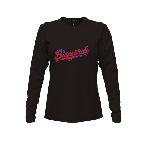 [CUS-DFW-TEES-PER-VNK-LSL-BLK-FYXS-LOGO1] Performance T-Shirt (Female Youth XS, Black, V Neck, Logo 1, Long Sleeve)