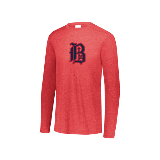 [FTLCUBRD-YS-LOGO2] Decker Youth Tri-Blend T-Shirt - Long Sleeve (Youth S, Red, Logo 2)