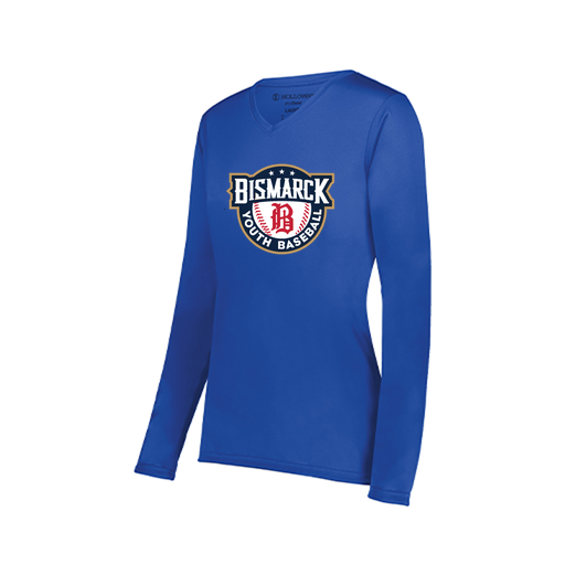 [222824.060.S-LOGO3] Ladies LS Smooth Sport Shirt (Female Adult S, Royal, Logo 3)